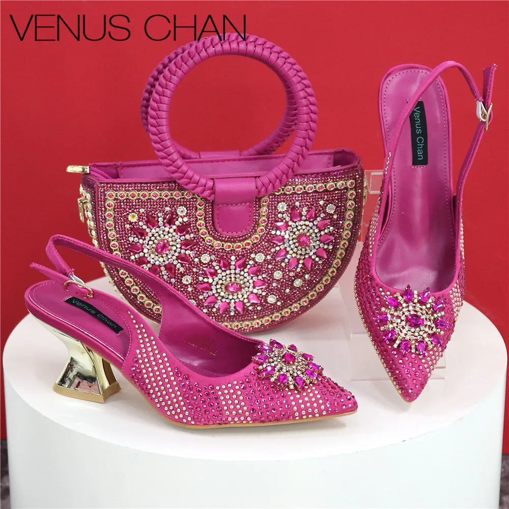 Italian Design Shoes And Bag Paired With Handmade Petal Clutches