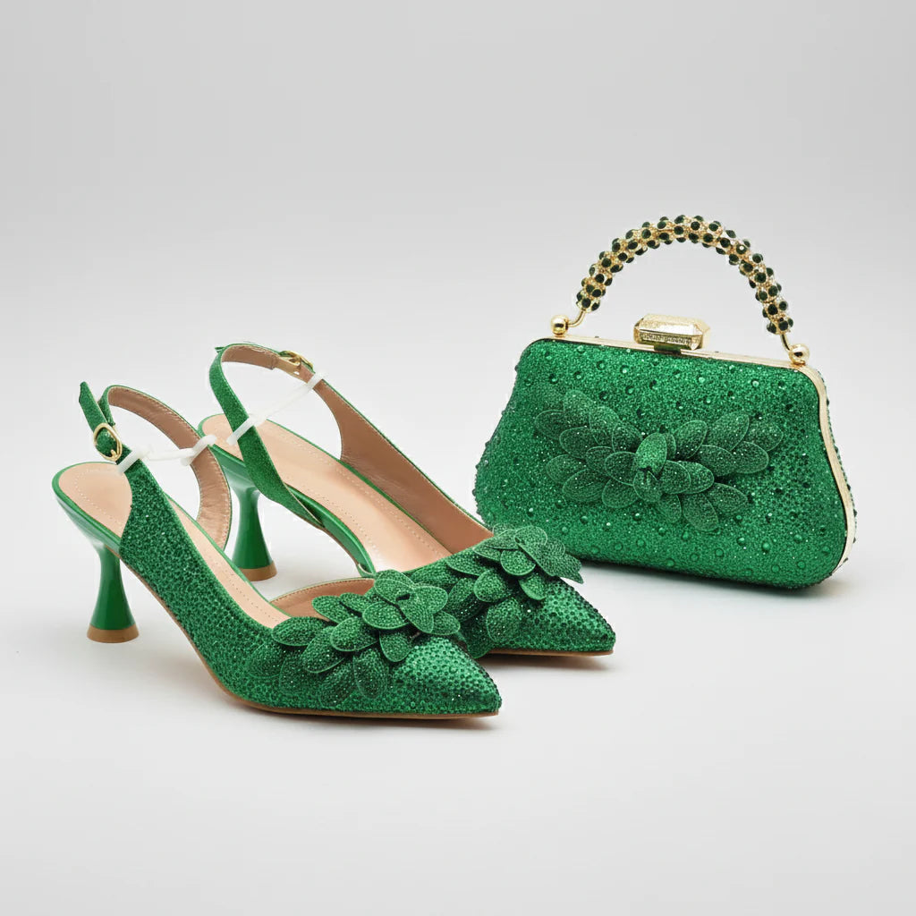 New Arrival Italian Design Luxury Women's Pointed Toe Shoes Bag Set- ED119