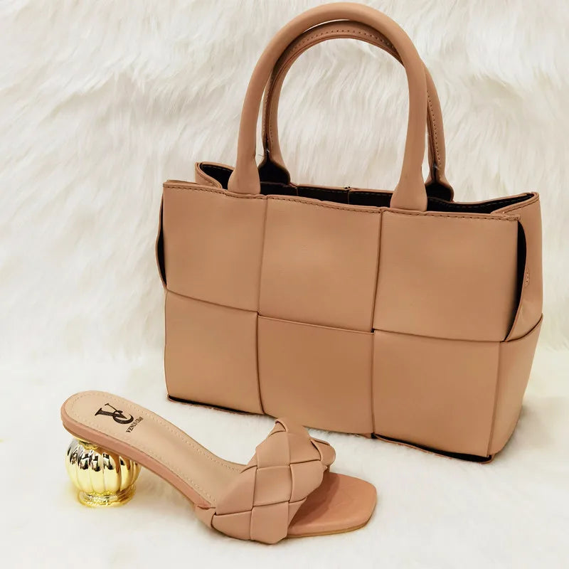 Italian latest design handbag and shoe set
