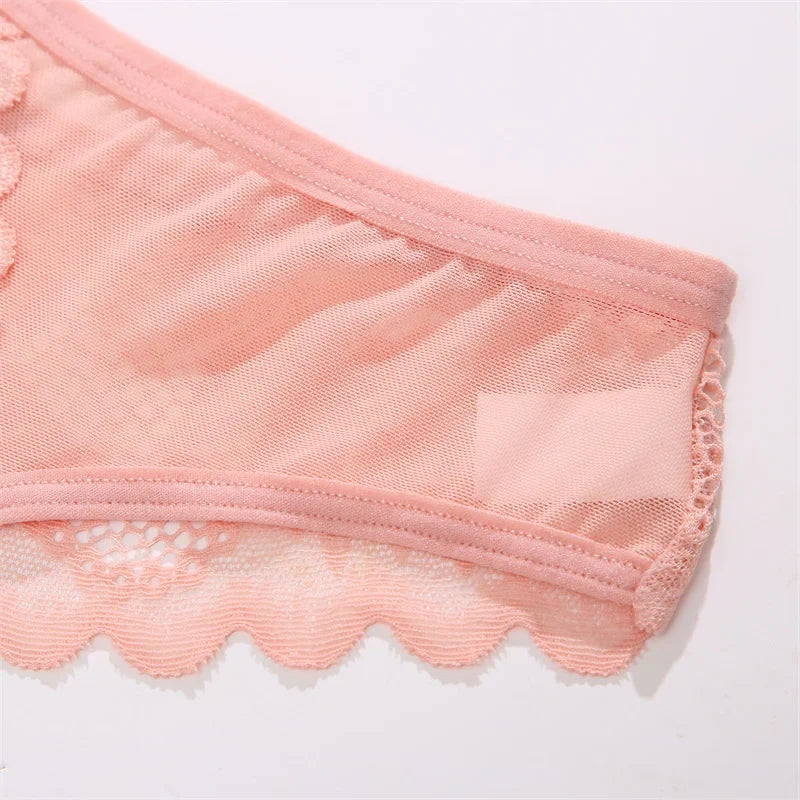 3Pcs/set Lace Thongs Women Sexy Low-Rise G-string Panties S-XL Floral T-Back Underpants Ladies Lace Bikini Underwear Lingerie