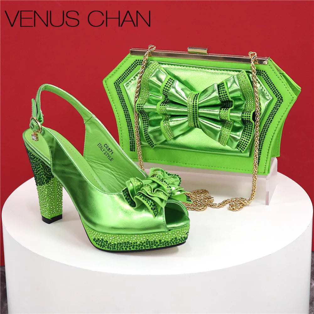 New Designer Specials Italian Women Heels Shoes and Bag Set