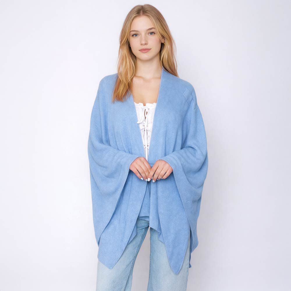 Shoulder Strap Solid Ruana Poncho
