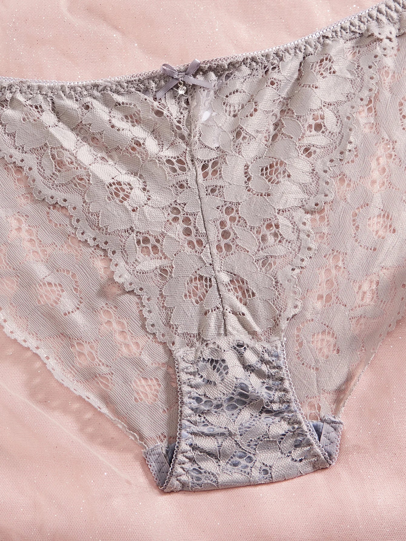 Women's Sexy Lingerie Set Lace Patchwork Solid Color Bowknot Rhinestone Embellished Push-Up Double Shoulder Strap Unlined Comfortable Underwear, Lace Semi-Transparent Breathable Panties