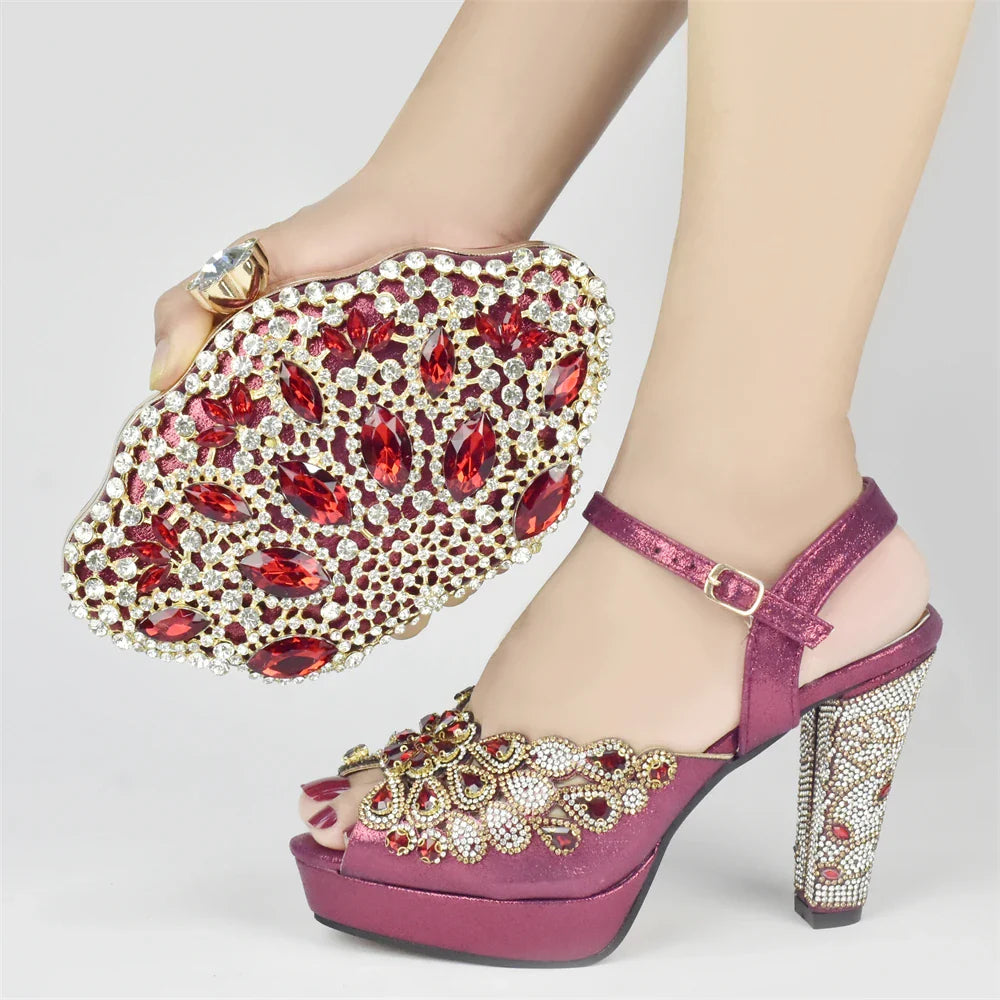 New Arrival Italian Party Shoes and Bag Set