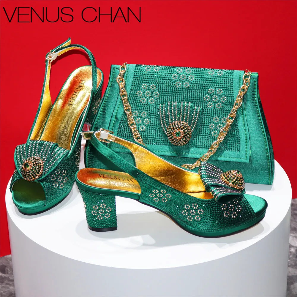 New Arrival Italian Fashion Design High Heels Shoes And Bag Set