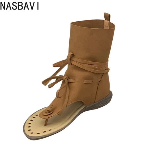 Flat Bottom Women's Gladiator Roman Short Ankle Boots