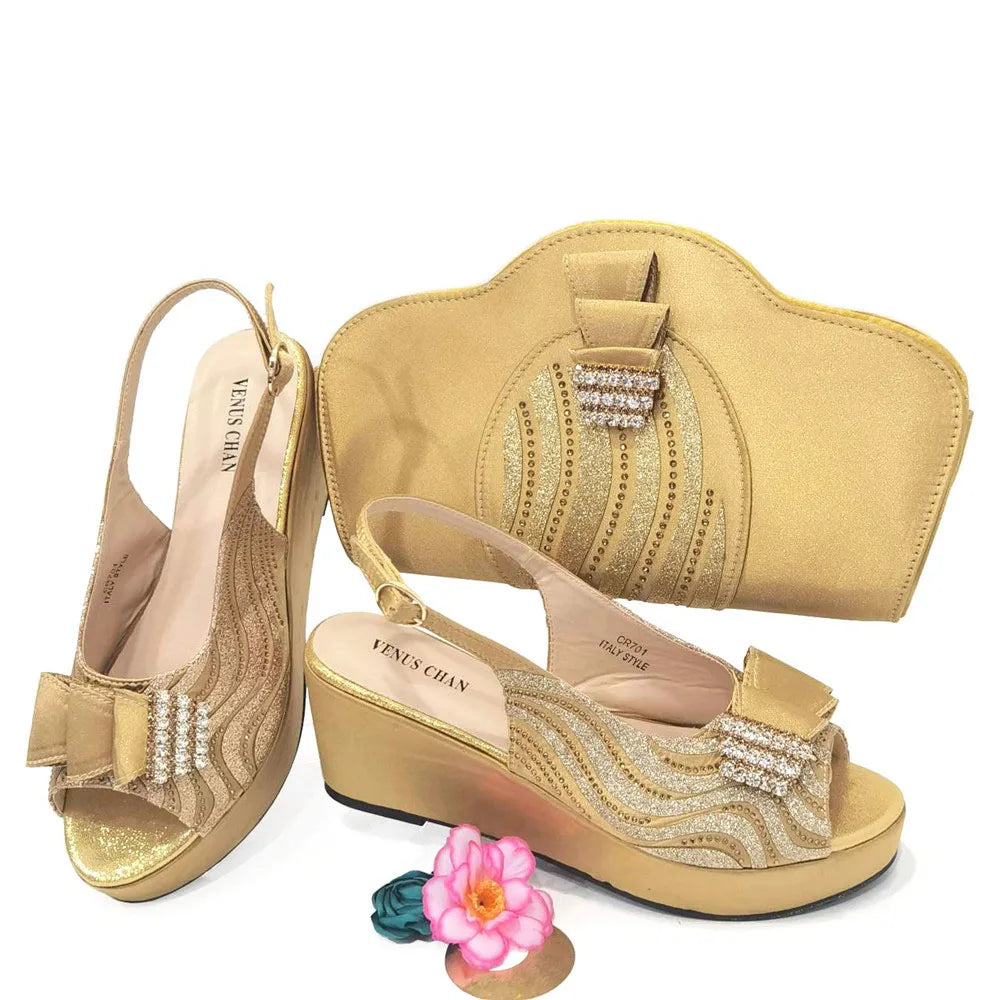 Ladies Shoes With Matching Bag Set for Party