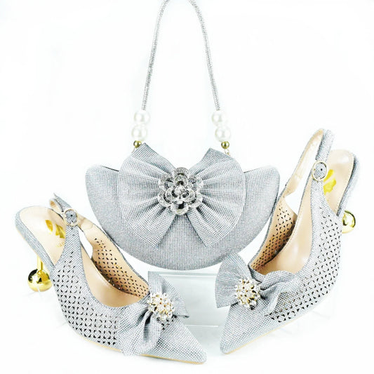 New Arrival African Wedding Shoes and Bag Set HAS1-21