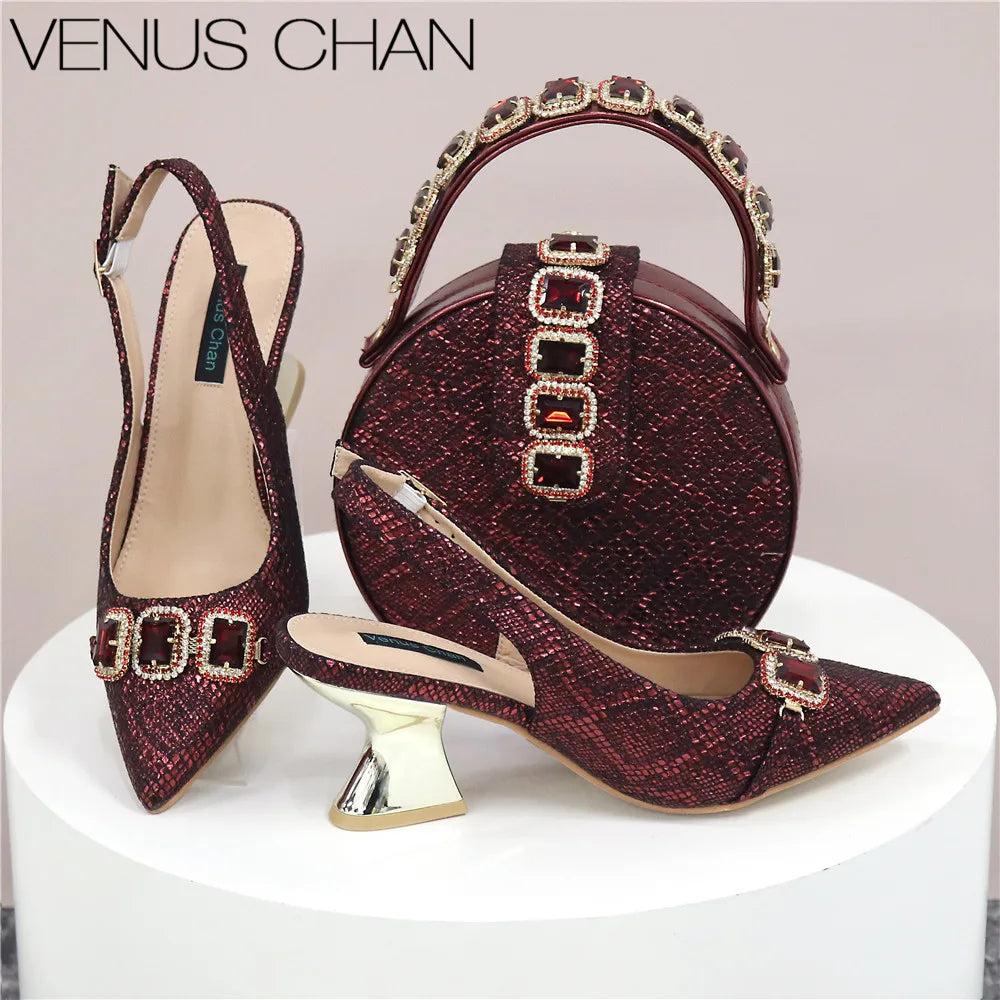 Newest Style Teal Sky Color Platform Shoes Matching Bag Set