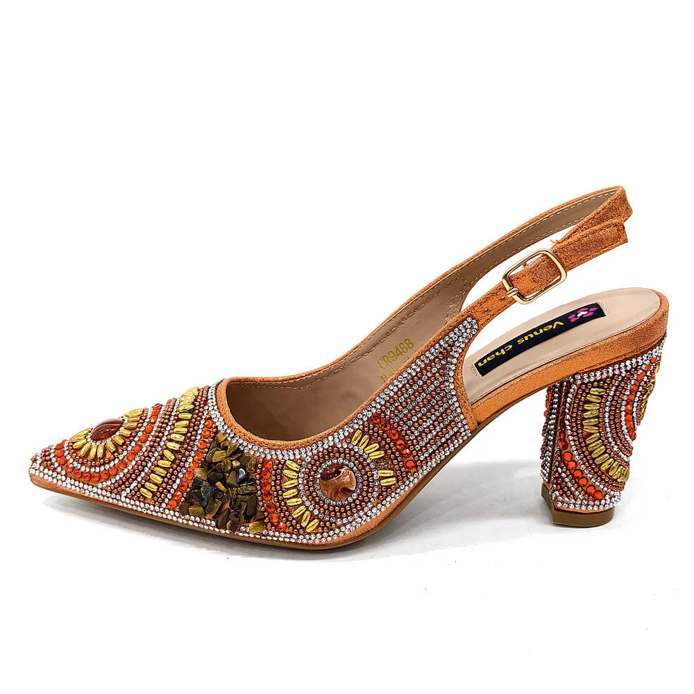 Popularity Italian Design Luxury Women's Pointed Shoes And Bag Set