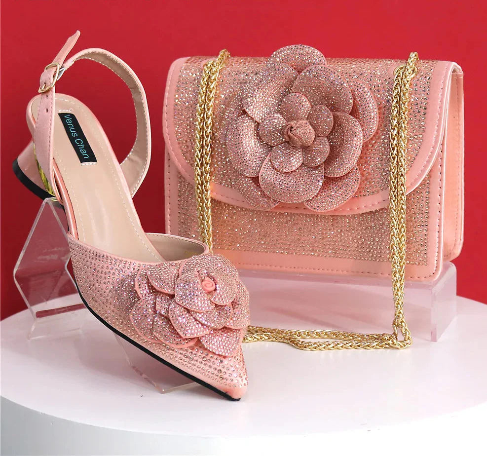 Pointed Top Latest Design Women's Shoes and Bags Set