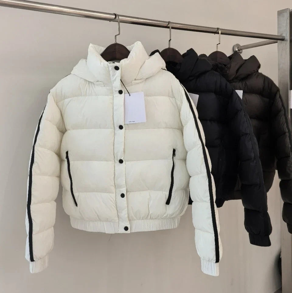 White Winter Jacket for Women – Hooded Thick Warm Padded Coat