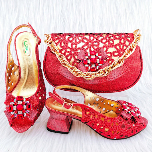 New Arrival African Wedding Shoes and Bag Set HGY1-46