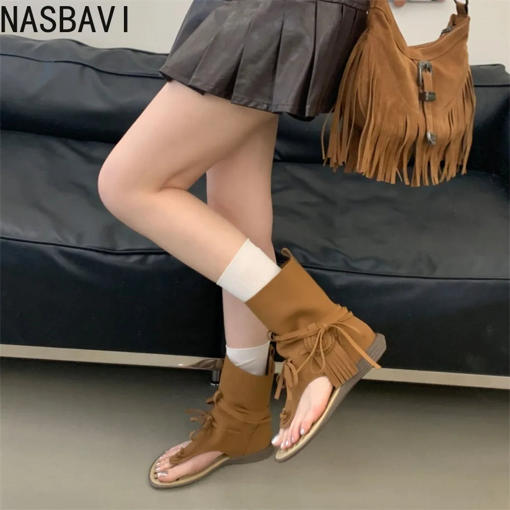 Flat Bottom Women's Gladiator Roman Short Ankle Boots