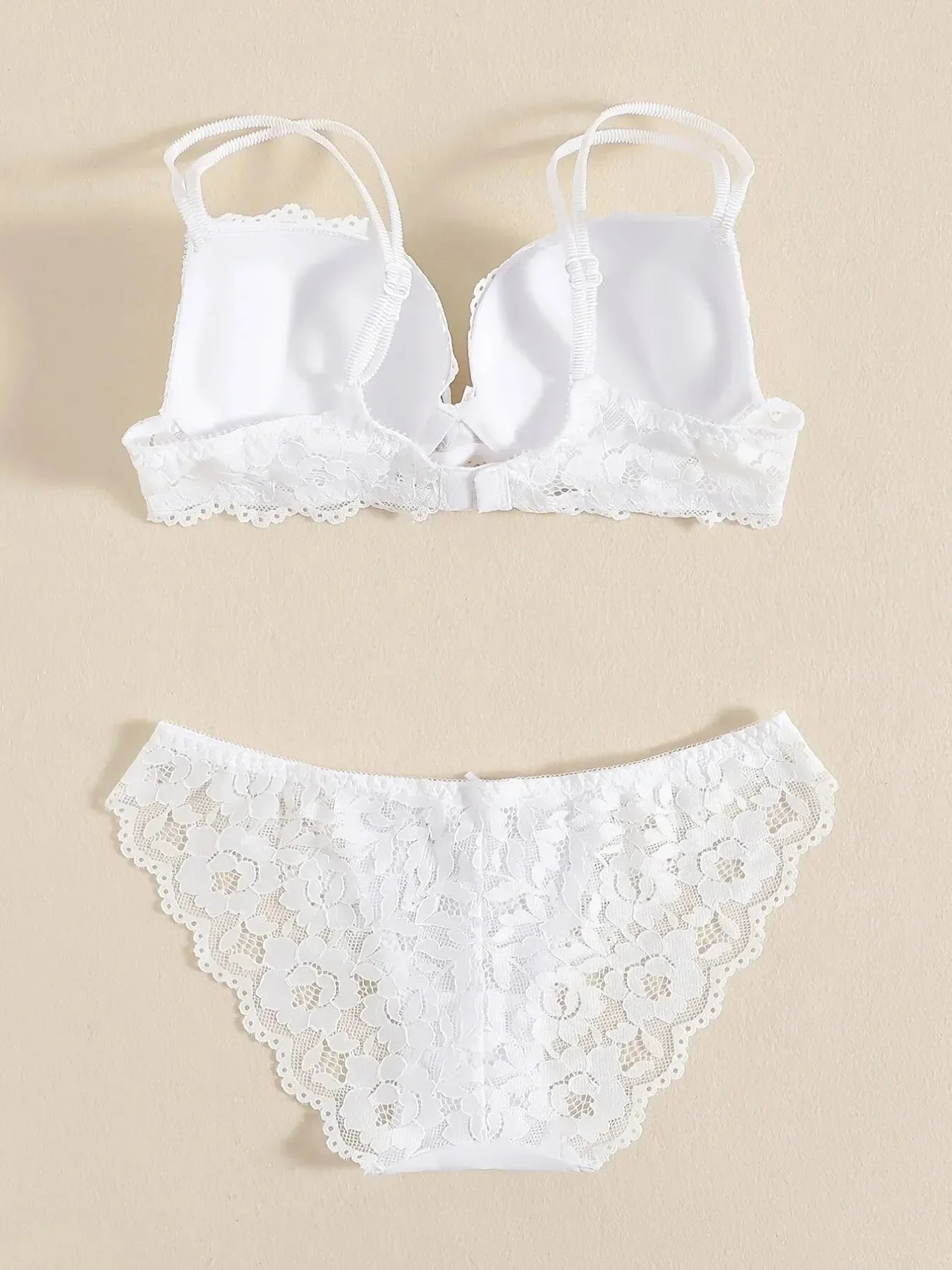 1 Set Elegant Lace Embroidery & Breathable Fabric Lingerie Set: Push-Up Bra, Drop Waist Sheer Panty - Ultimate Valentine's Day