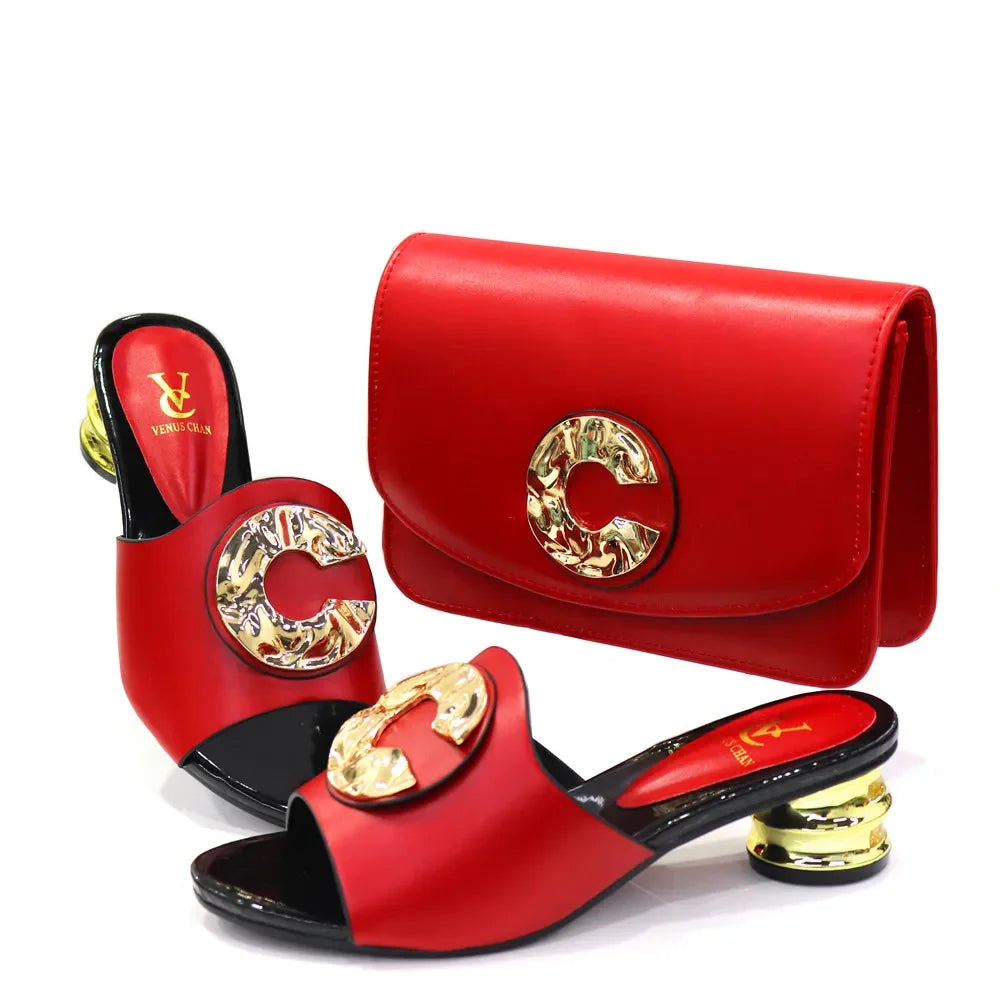 Latest Italian Design Fashion African Shoes and Bags Set