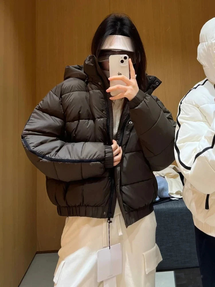 White Winter Jacket for Women – Hooded Thick Warm Padded Coat