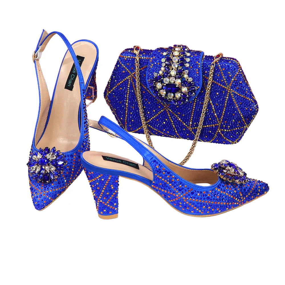 Italian Shoes and Bags Matching Set Decorated