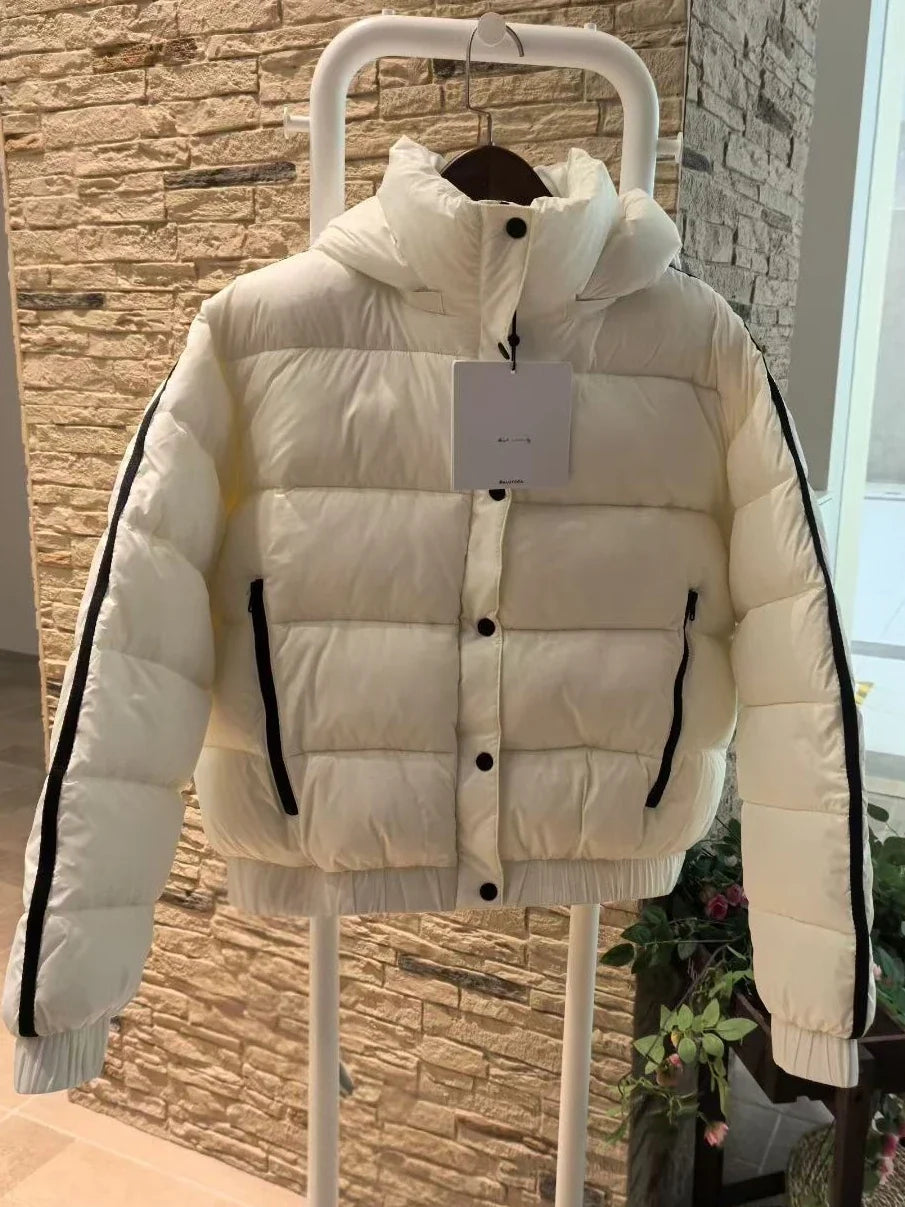 White Winter Jacket for Women – Hooded Thick Warm Padded Coat