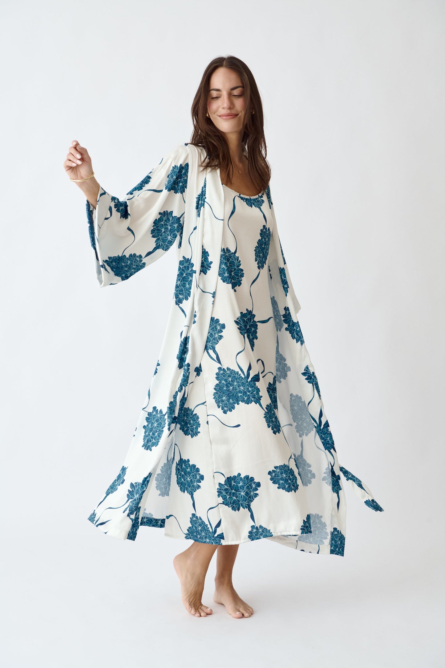 Washable Silk Kimono & Dress Set - Blossom