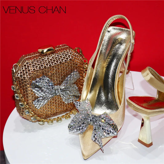 Excellent Italian Hollow Design Women Shoes Matching Bag