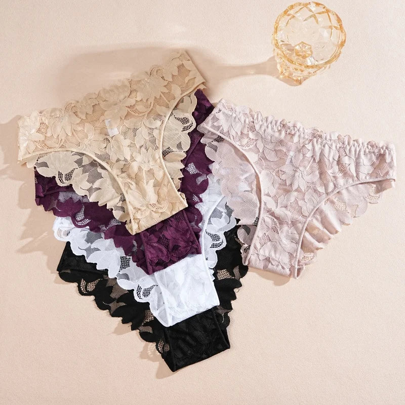 New Sexy Floral Lace Underwear Panties Sets Hollow Out See-Through Romantic Lingerie Underwear Sexy Women Panties S-XL