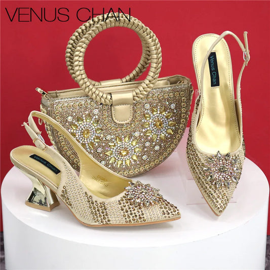 Italian Design Shoes And Bag Paired With Handmade Petal Clutches