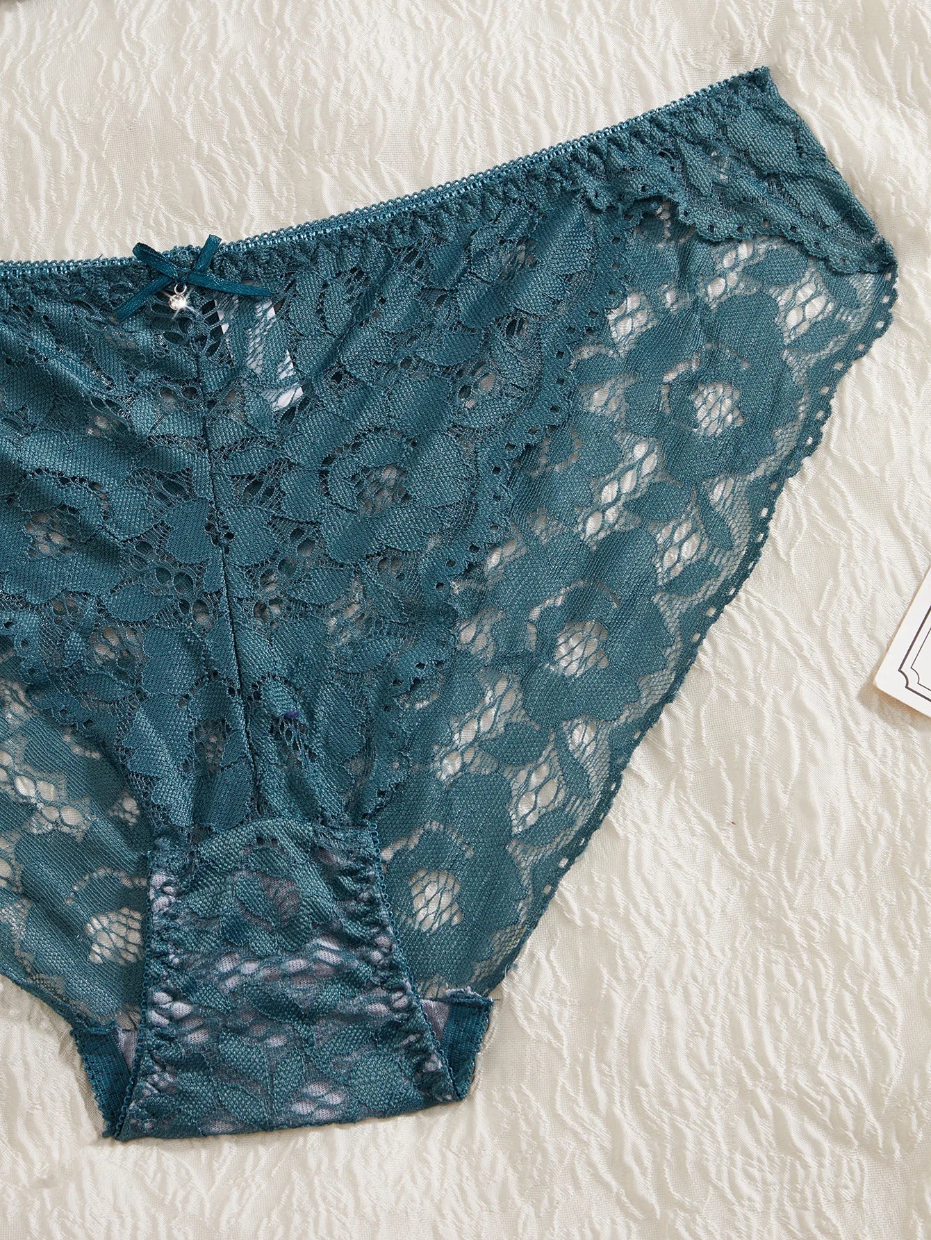Women's Sexy Lingerie Set Lace Patchwork Solid Color Bowknot Rhinestone Embellished Push-Up Double Shoulder Strap Unlined Comfortable Underwear, Lace Semi-Transparent Breathable Panties