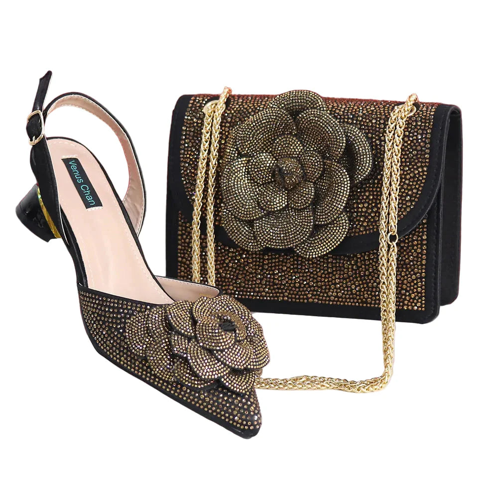 Pointed Top Latest Design Women's Shoes and Bags Set