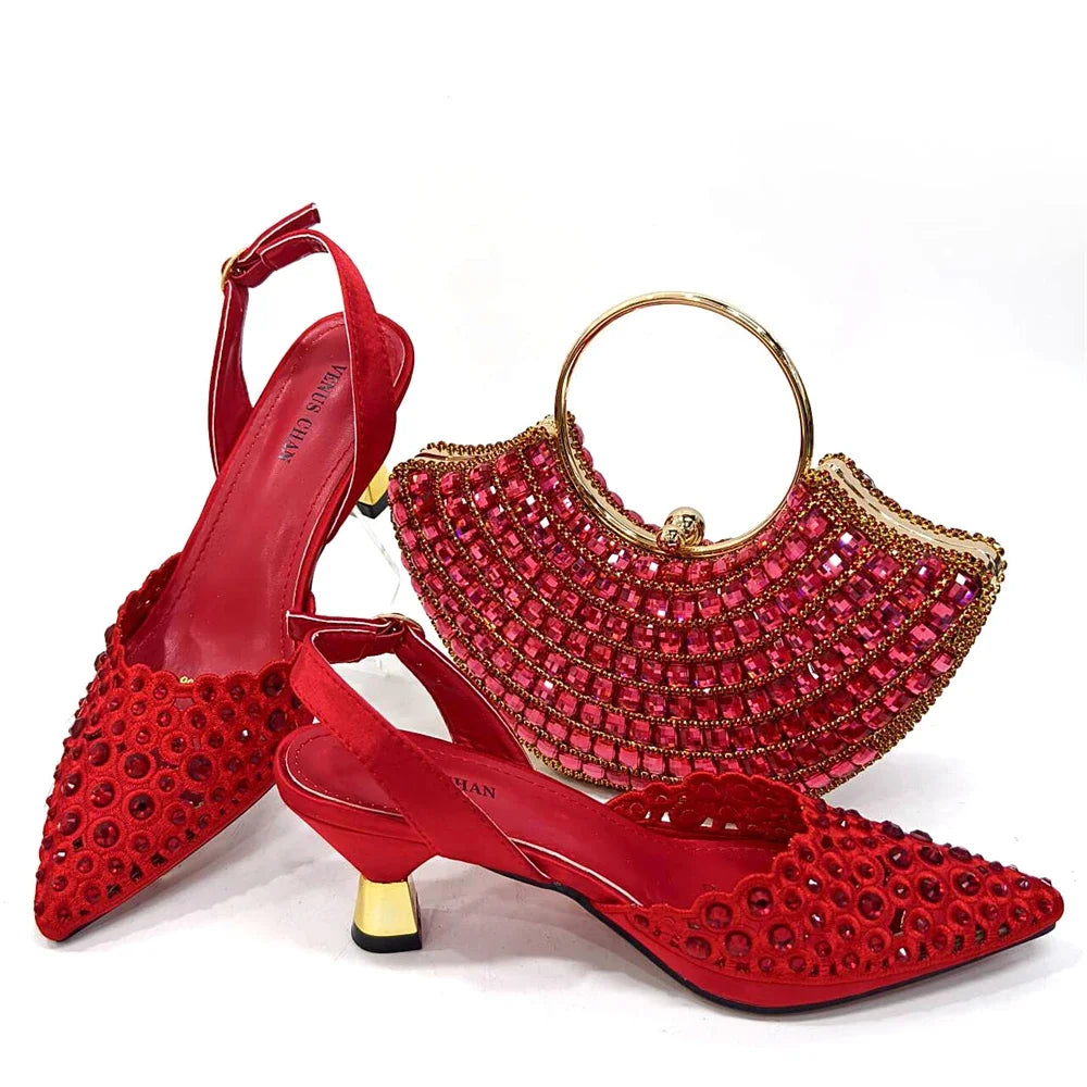 Latest Luxury Pattern Ladies Shoes And Bag Set