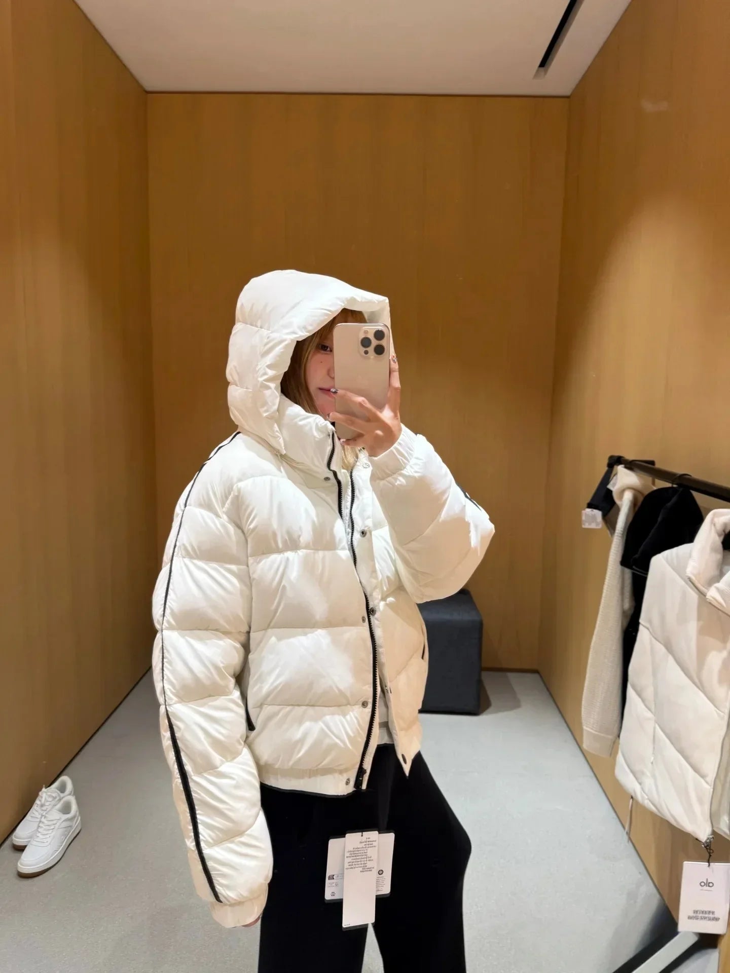 White Winter Jacket for Women – Hooded Thick Warm Padded Coat