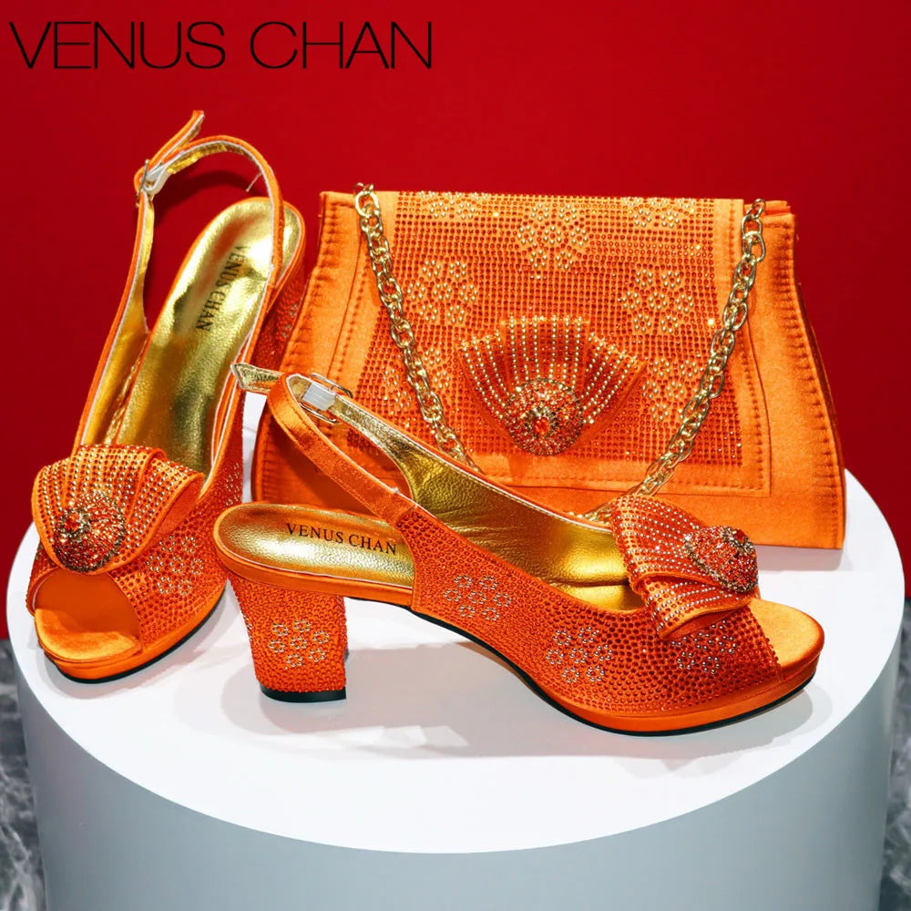 New Arrival Italian Fashion Design High Heels Shoes And Bag Set