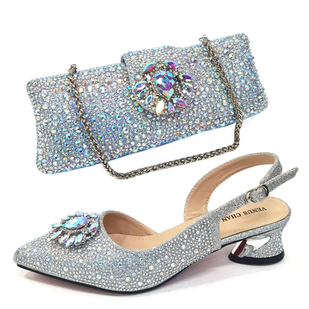 Elegant And Sexy Champagne Shoes And Bag set