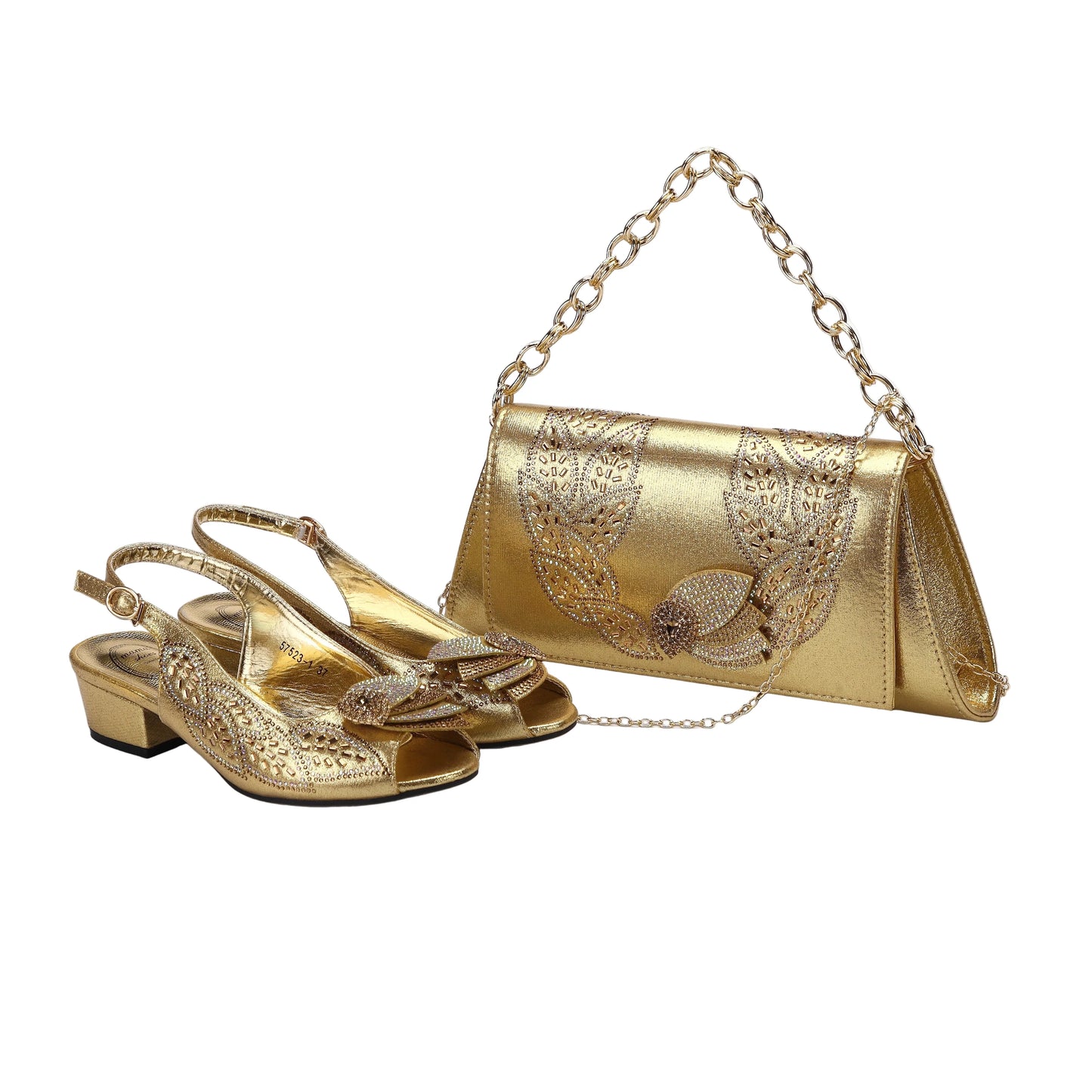 Elegant Low Heels Ladies Shoes And Bag Set