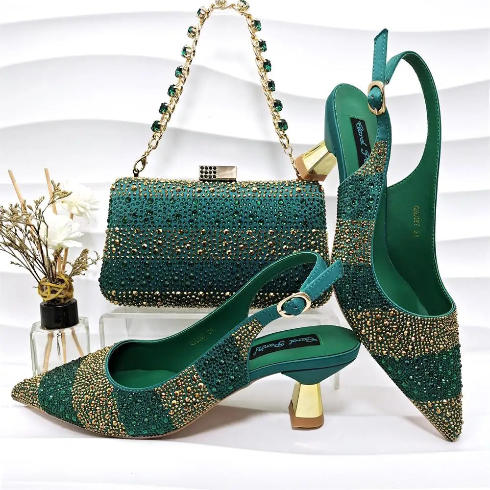 High Quality African Style Ladies Shoes And Bags Set ED125