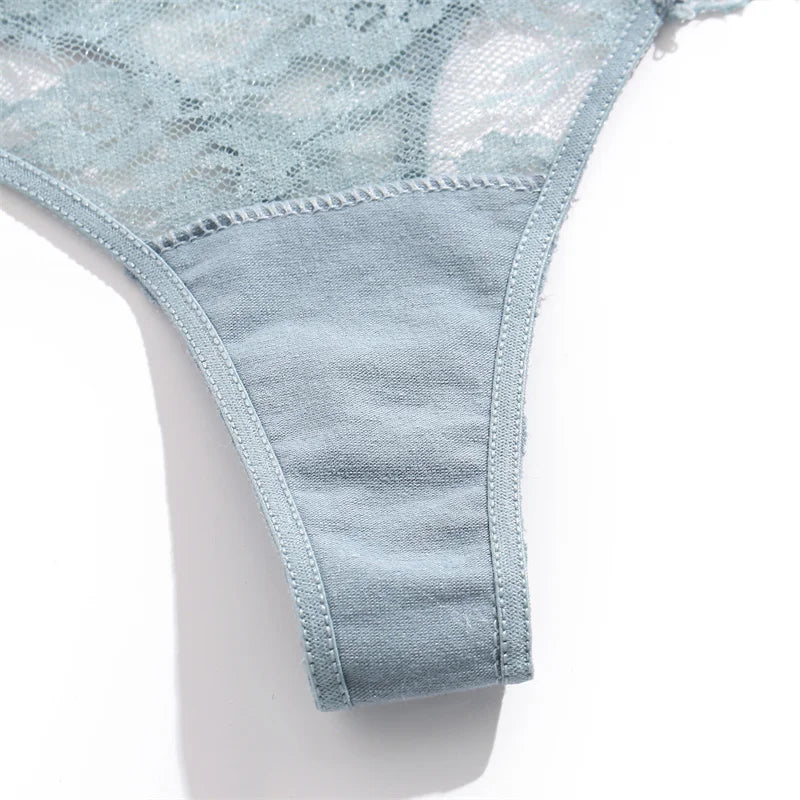 Full Lace Thongs Women 3Pcs/set Sexy G-string Underpants S-XL Ladies Floral T-Back Underwear Female Bikini Panties Girl Lingerie