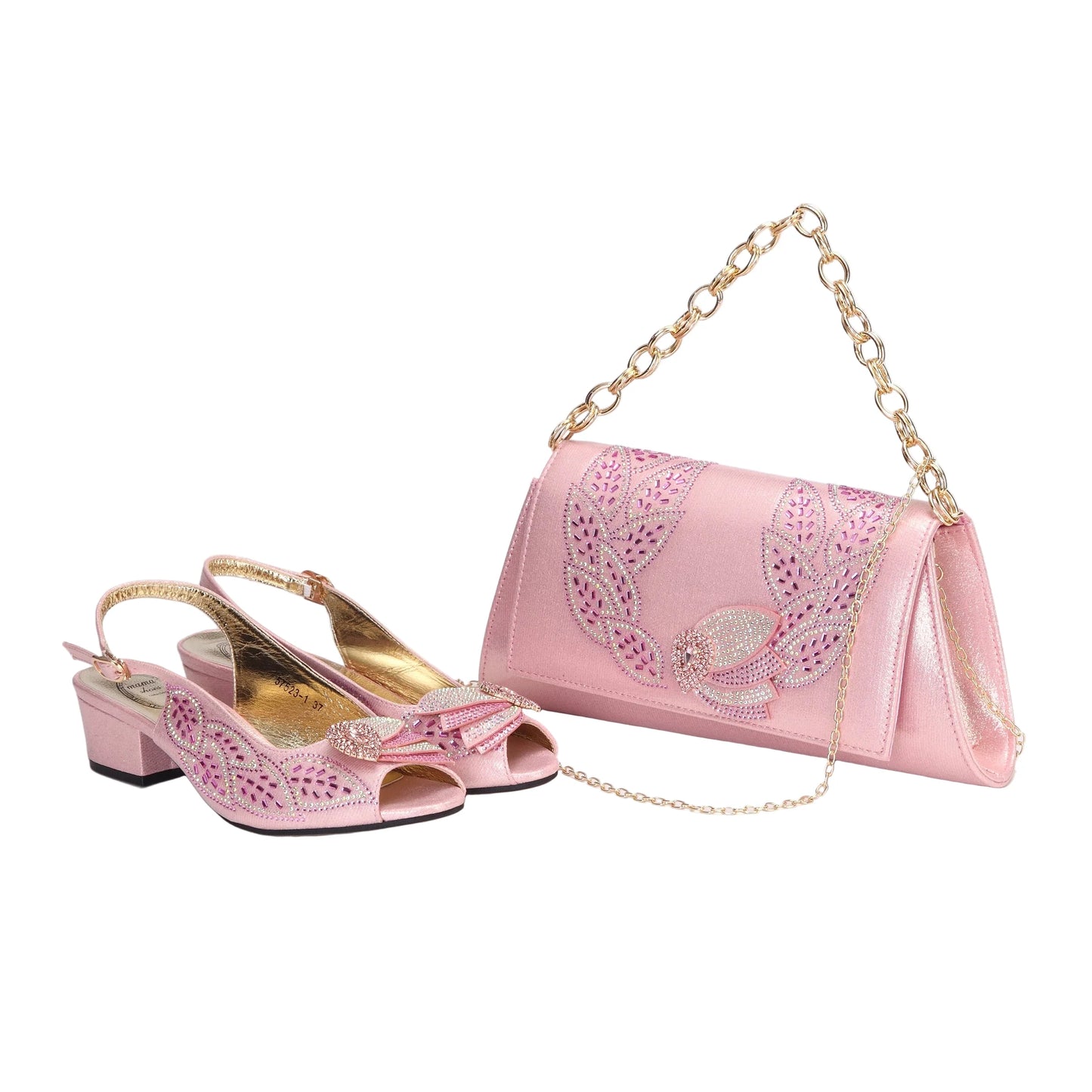 Elegant Low Heels Ladies Shoes And Bag Set