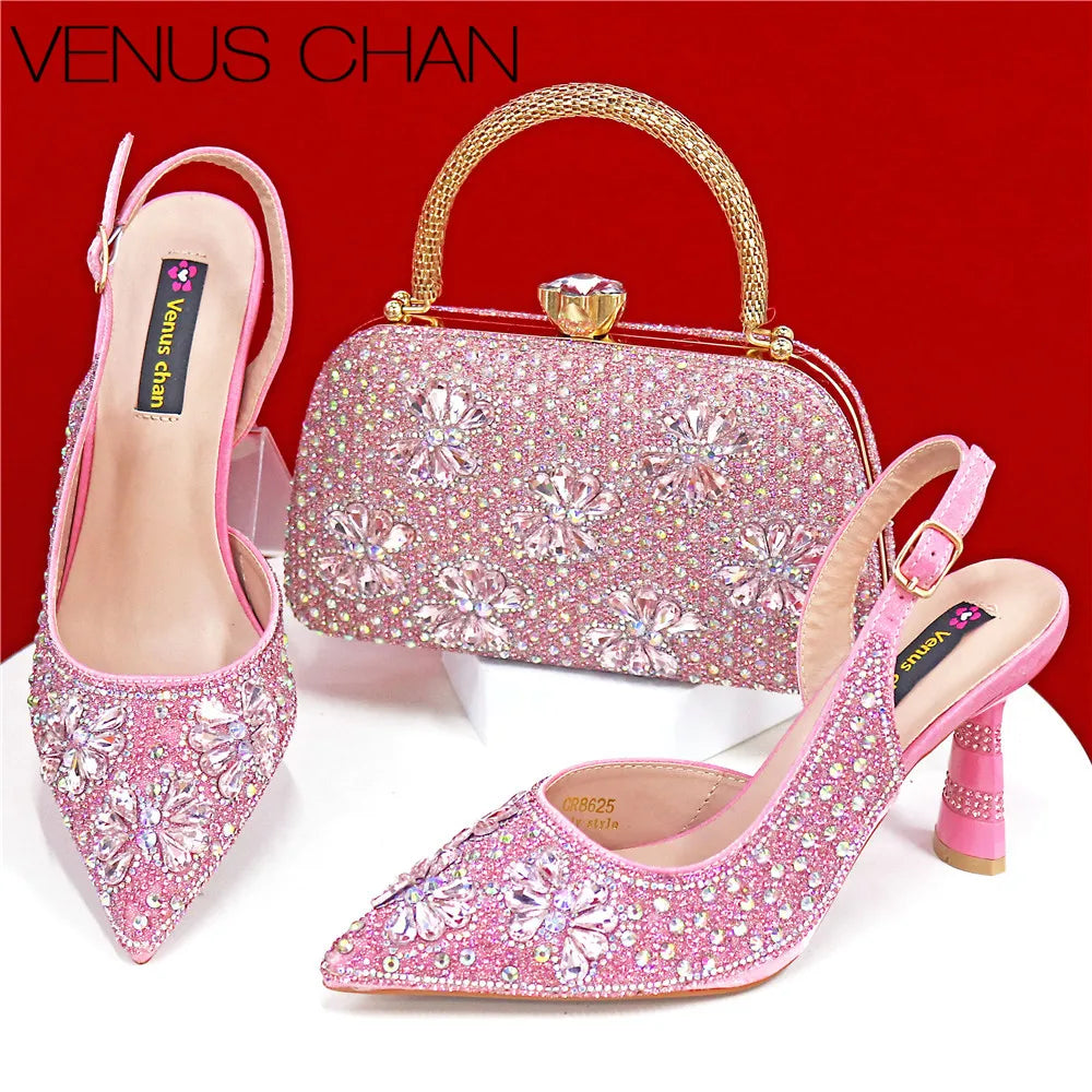 Luxury Handmade Flowers Shoes and Clutch for Women