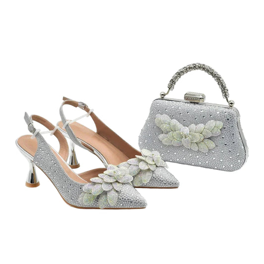 New Arrival Italian Design Luxury Women's Pointed Toe Shoes Bag Set- ED123