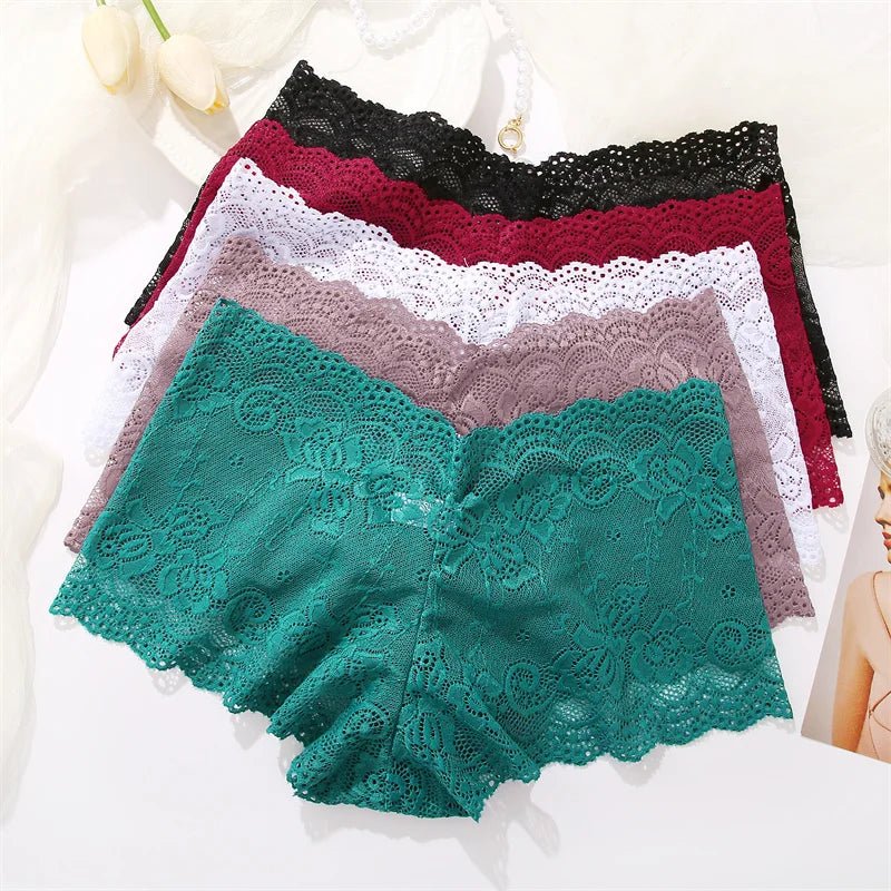 Sexy Lace Panties Women Boyshort Underwear 3Pcs/set Low-Rise Underpants S-XL Ladies Floral Panties Sexy Boyshort Female Lingerie