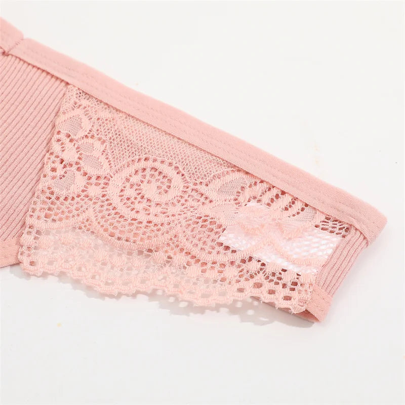 3Pcs/set Cotton Thongs Lace Bikini Underpants Women S-XL T-Back Underwear Ladies G-string Soft Thong Panties Female Lingerie New