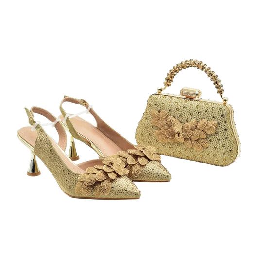 New Arrival Italian Design Luxury Women's Pointed Toe Shoes Bag Set- ED122