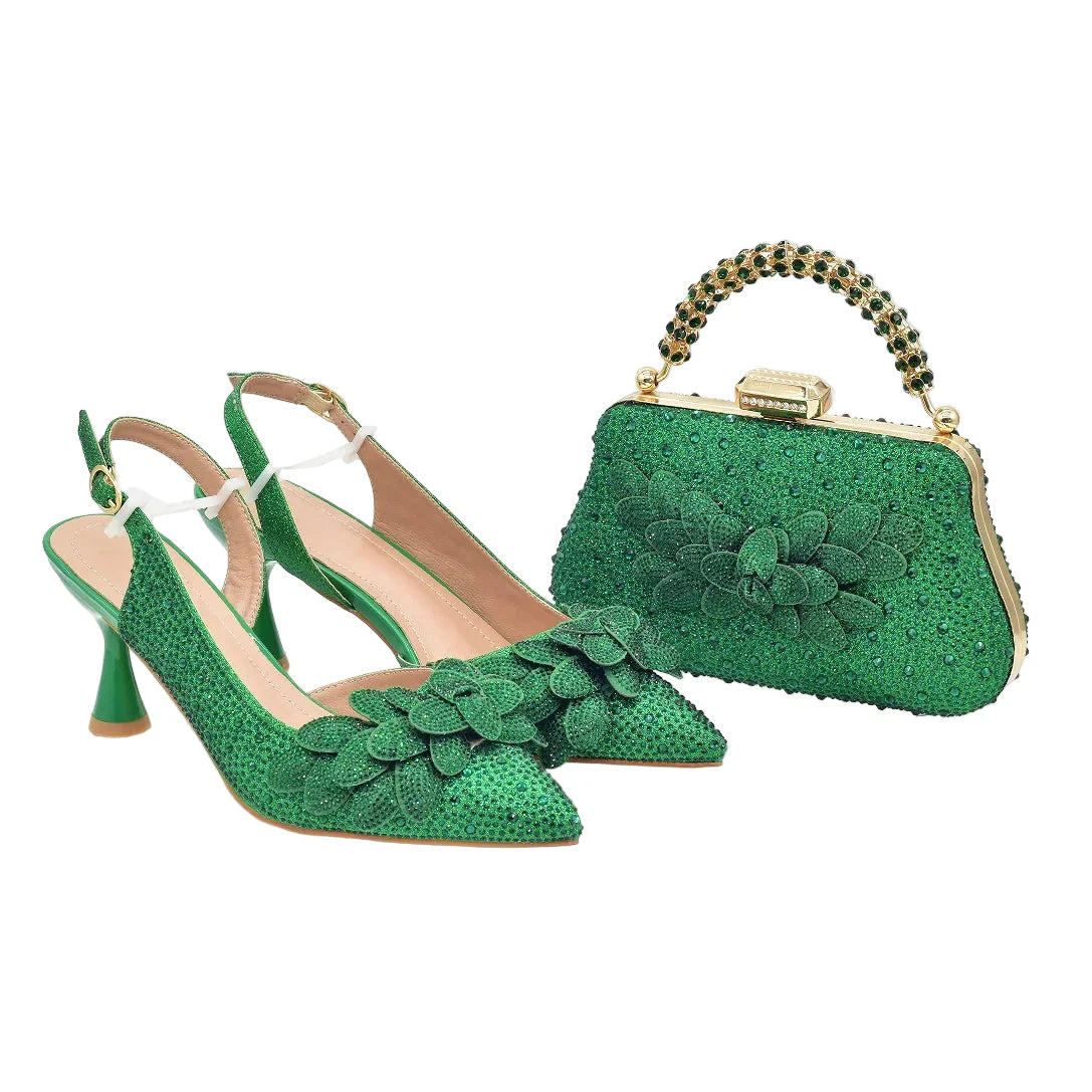 New Arrival Italian Design Luxury Women's Pointed Toe Shoes Bag Set- ED123