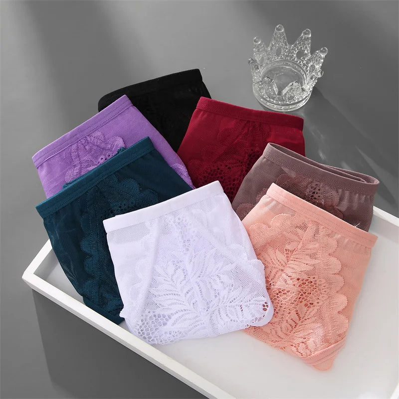 3Pcs/set Lace Thongs Women Sexy Low-Rise G-string Panties S-XL Floral T-Back Underpants Ladies Lace Bikini Underwear Lingerie