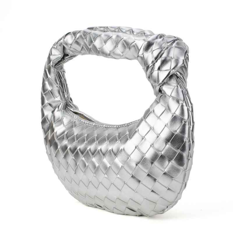 The Charlize | Knotted Woven Handbag Silver