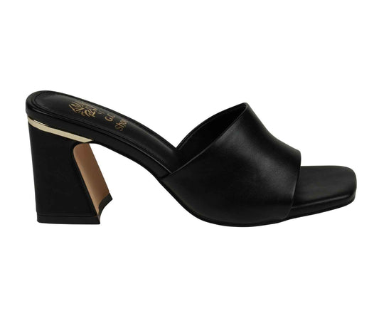 Women's Soho Black Square Toe Heeled Sandals