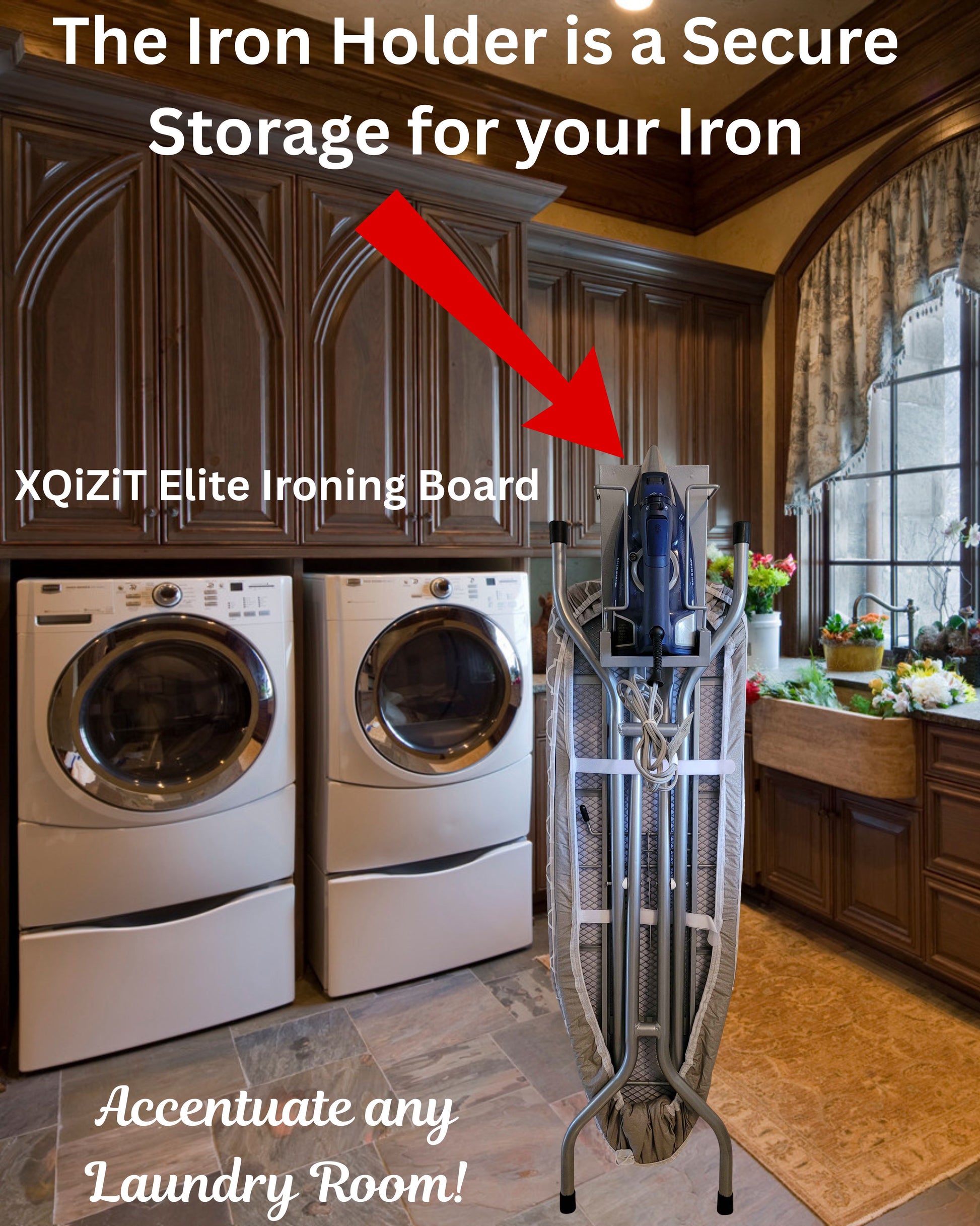 XQiZiT Ironing Board with an Adjustable Iron Holder Stand and Steam-Saving Technology