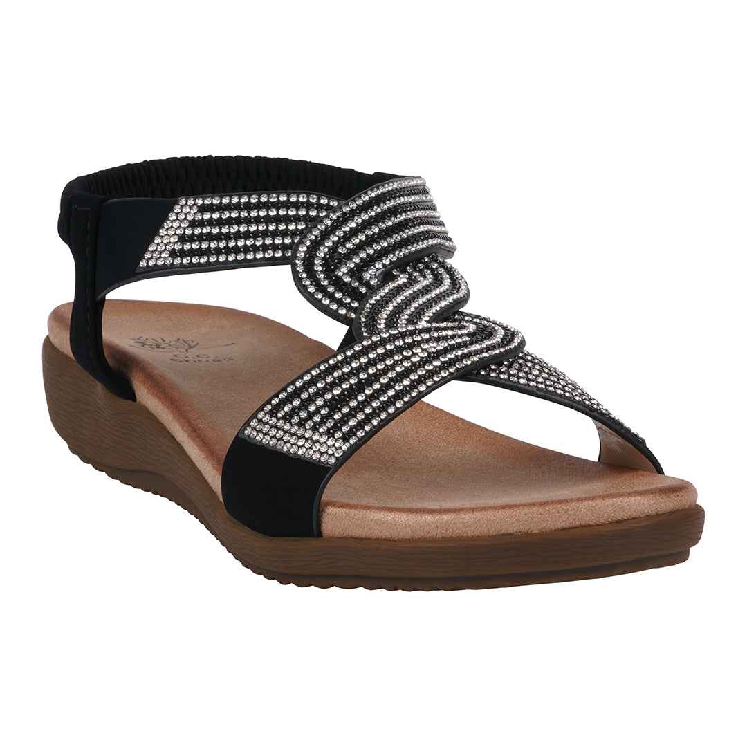 Women's Vianna Embellished Flat Sandals Black