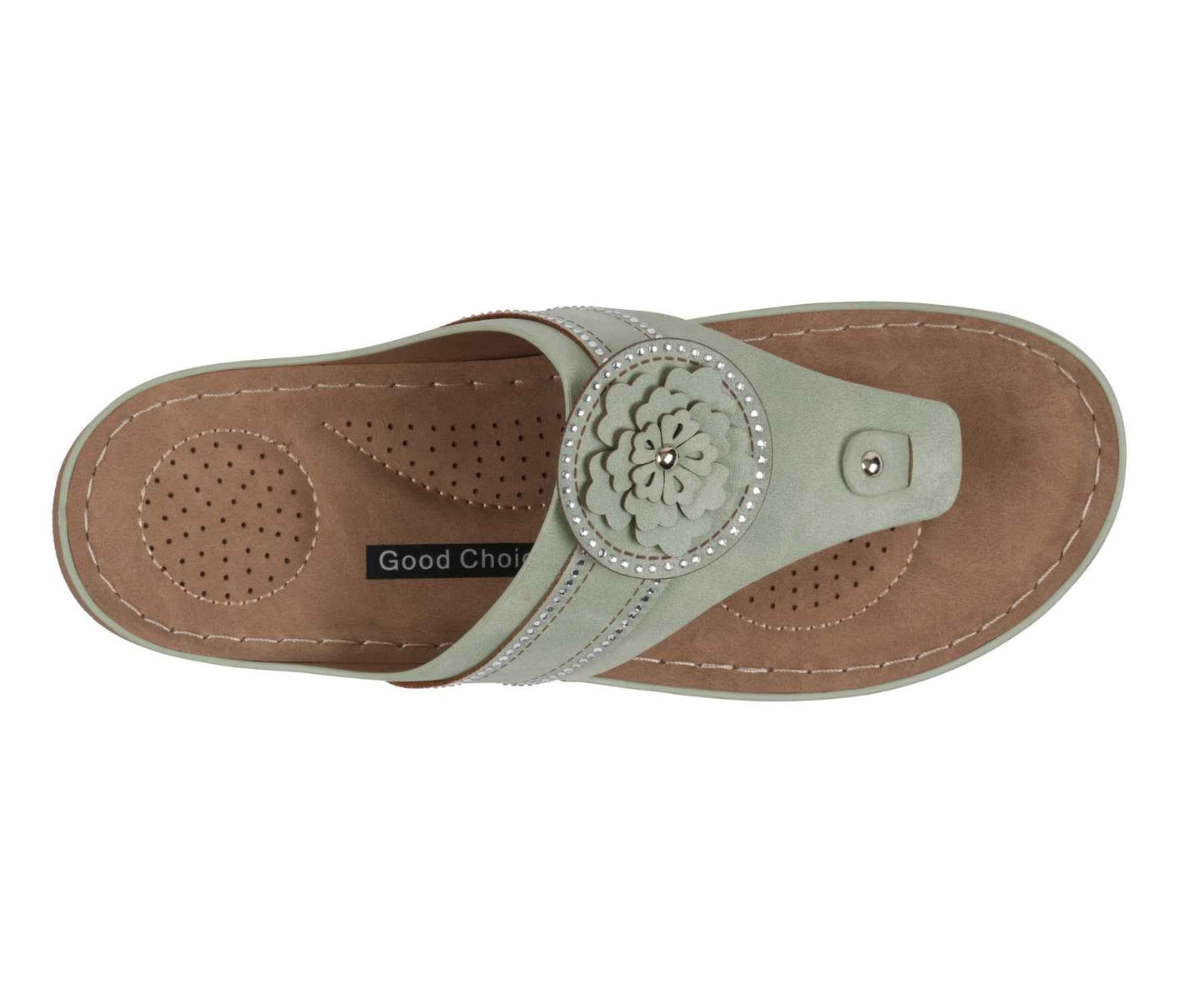 Women's Vickie Sage Flower Thong Flat Comfort Sandals