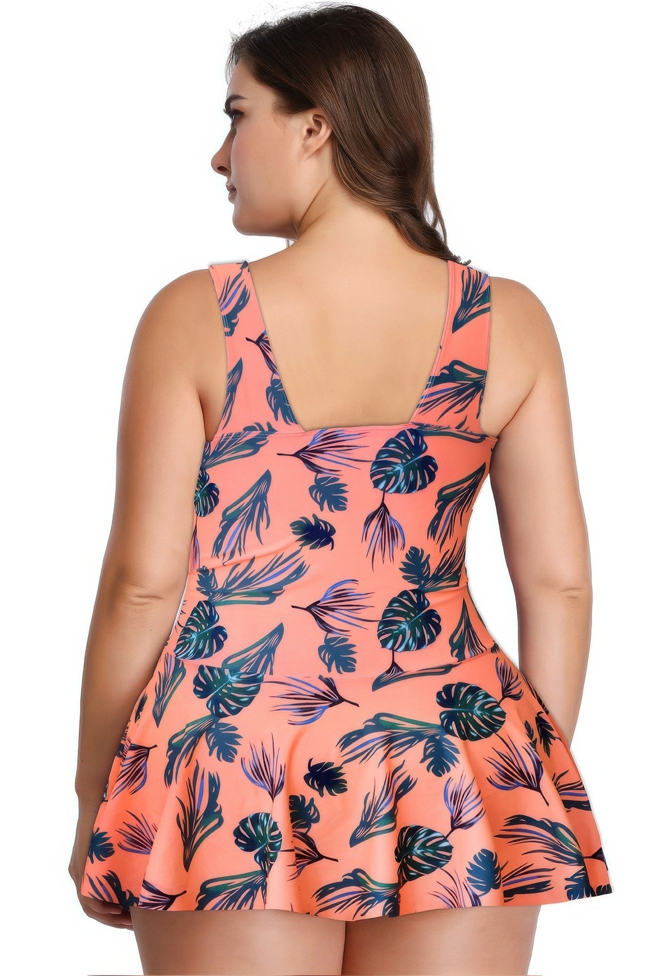 Plus Size Solid Ruffle V Neck Fit Swimsuits